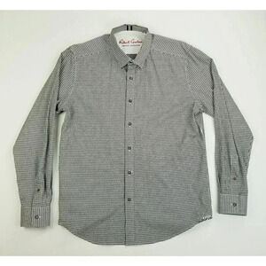 Robert Graham Modern America Tailored Fit Size Medium Men's Black White Check